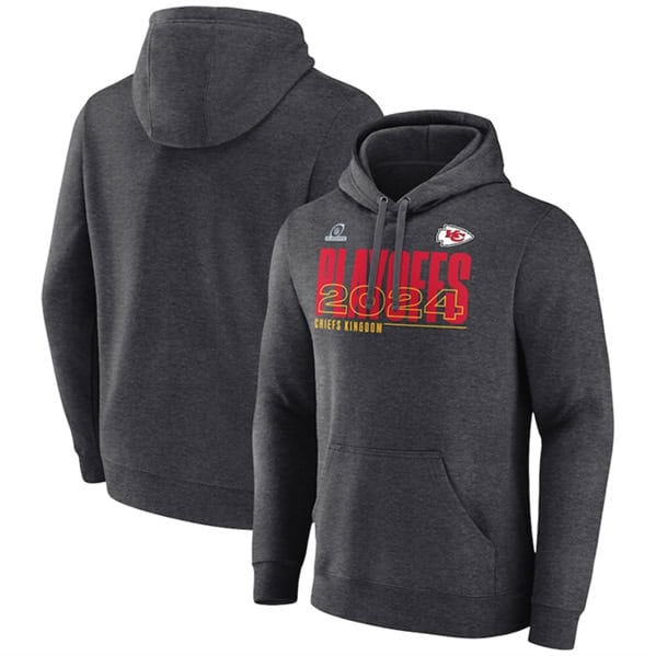 Kansas City Chiefs Charcoal 2024 Playoffs Pullover Hoodie