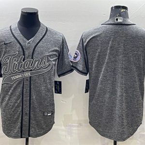 Tennessee Titans Blank Gray With Patch Cool Base Stitched Baseball Jersey