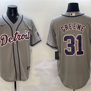Detroit Tigers #31 Riley Greene Gray With Patch Cool Base Stitched Jersey