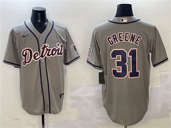 Detroit Tigers #31 Riley Greene Gray With Patch Cool Base Stitched Jersey