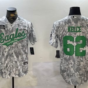 Philadelphia Eagles #62 Jason Kelce 2024 Arctic Camo Salute To Service Stitched Jersey