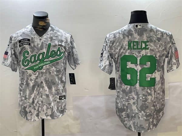 Philadelphia Eagles #62 Jason Kelce 2024 Arctic Camo Salute To Service Stitched Jersey