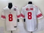 New York Giants #8 Jevon Holland White 2025 With 100th Season Patch Vapor Untouchable Limited Stitched Jersey