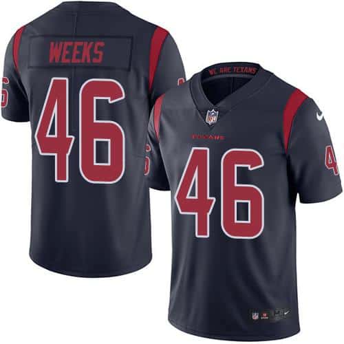 Texans #46 Jon Weeks Navy Blue Stitched Limited Rush Nike Jersey