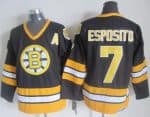 Bruins #7 Phil Esposito Black Yellow CCM Throwback Stitched Jersey