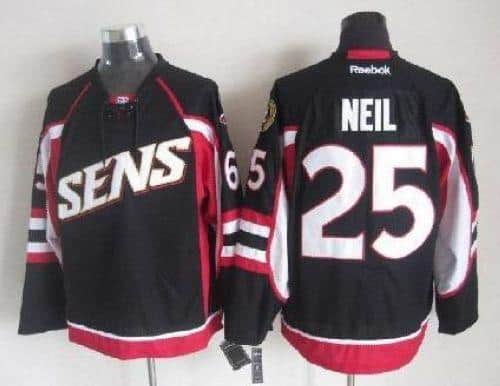 Senators #25 Chris Neil Black Throwback Stitched Jersey