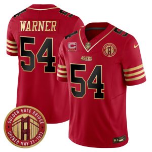 San Francisco 49ers #54 Fred Warner Red F.U.S.E. Golden Gate Bridge With 3-Star C Patch Balck Scarlet Vapor Limited Stitched Jersey