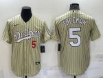 Los Angeles Dodgers #5 Freddie Freeman Cream Cool Base Stitched Jersey