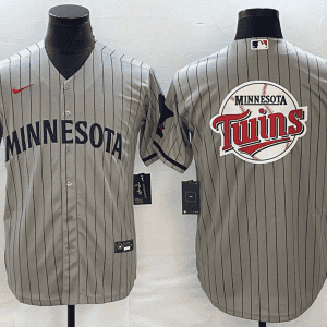 Minnesota Twins Gray Team Big Logo Cool Base Stitched Jersey