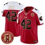 San Francisco 49ers #42 Ronnie Lott Red White F.U.S.E. Golden Gate Bridge Patch Alternate Vapor Limited Stitched Jersey
