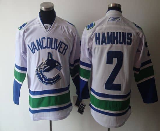 Canucks #2 Hamhuis White Stitched Jersey