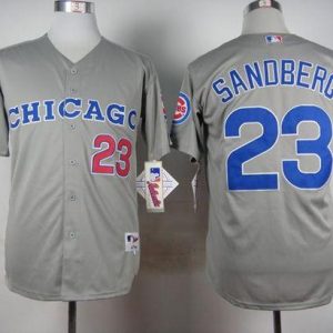 Cubs #23 Ryne Sandberg Grey 1990 Turn Back The Clock Stitched Jersey