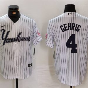 New York Yankees #4 Lou Gehrig White Cool Base Stitched Jersey