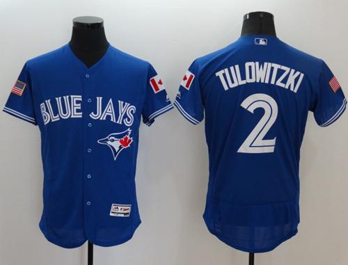 Blue Jays #2 Troy Tulowitzki Blue Fashion Stars Stripes Flexbase Authentic Stitched Jersey