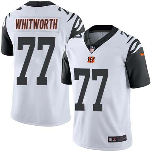 Bengals #77 Andrew Whitworth White Stitched Limited Rush Nike Jersey