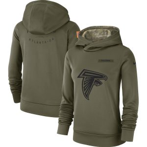 Atlanta Falcons Olive Salute To Service Team Logo Performance Pullover NFL Hoodie