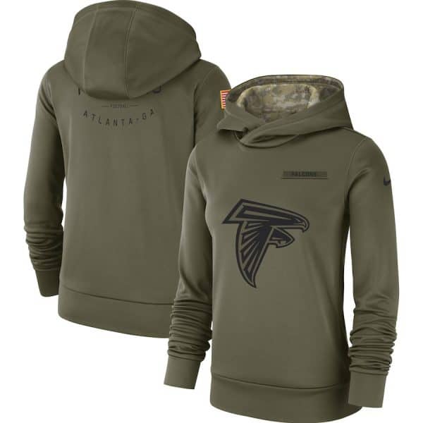 Atlanta Falcons Olive Salute To Service Team Logo Performance Pullover NFL Hoodie