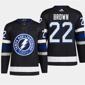 Tampa Bay Lightning #22 Logan Brown Black Alternate Premier Breakaway Stitched Jersey