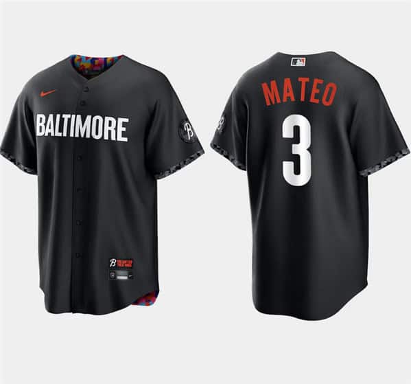 Baltimore Orioles #3 Jorge Mateo Black 2023 City Connect Cool Base Stitched Jersey