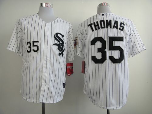 White Sox #35 Frank Thomas White W75th Anniversary Commemorative Patch Stitched Jersey