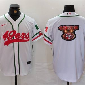 San Francisco 49ers Team Big Logo White With Patch Cool Base Stitched Jersey