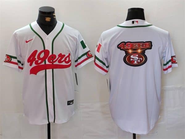 San Francisco 49ers Team Big Logo White With Patch Cool Base Stitched Jersey