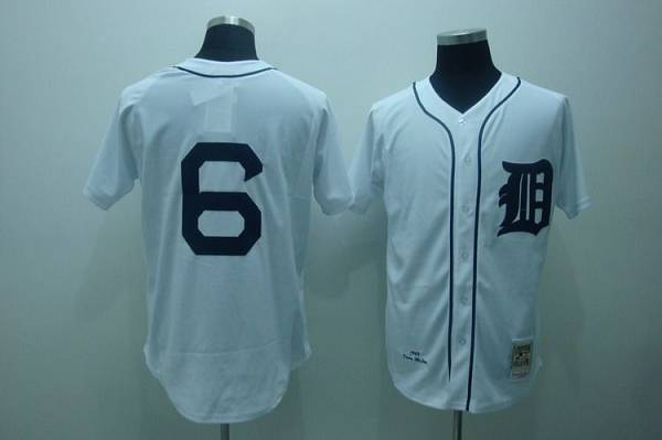 Mitchell And Ness Tigers #6 Al Kaline Stitched White Throwback Jersey