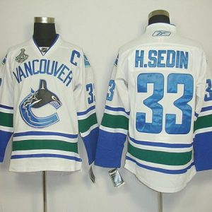 Canucks 2011 Stanley Cup Finals #33 Henrik Sedin White Stitched Jersey