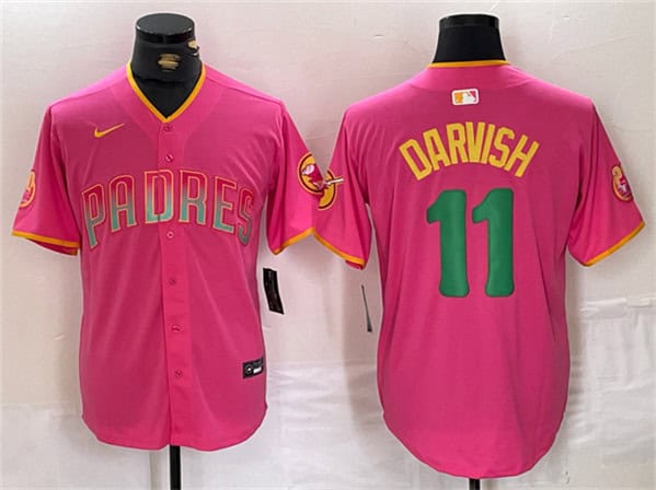 San Diego Padres #11 Yu Darvish Pink Cool Base Stitched Jersey