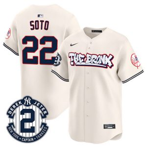 New York Yankees #22 Juan Soto Cream The Bronx Graffiti V2 Vapor Limited Stitched Jersey