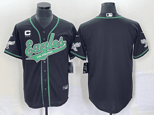 Philadelphia Eagles Blank Black With C Patch Cool Base Stitched Jersey