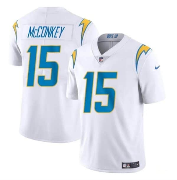 Los Angeles Chargers #15 Ladd McConkey White 2024 Draft Vapor Limited Stitched Jersey