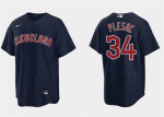 Cleveland Guardians #34 Zach Plesac Navy Cool Base Stitched Jersey