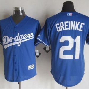 Dodgers #21 Zack Greinke Blue New Cool Base Stitched Jersey