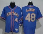 Mets #48 Jacob DeGrom Blue(Grey NO.) Flexbase Authentic Collection Stitched Jersey