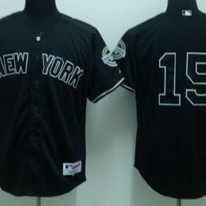 Yankees #15 Thurman Munson Stitched Black Jersey