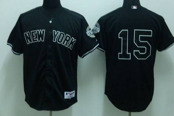 Yankees #15 Thurman Munson Stitched Black Jersey
