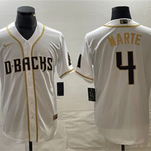 Arizona Diamondbacks #4 Ketel Marte White Gold Cool Base Stitched Jersey