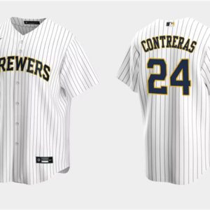 Milwaukee Brewers #24 William Contreras White Cool Base Stitched Jersey