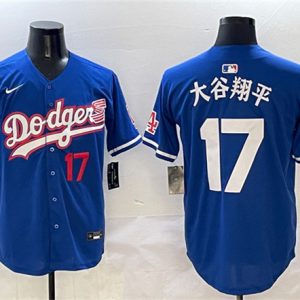 Los Angeles Dodgers #17 ´ó¹ÈÏèÆ½ Royal With American Flag Patch Limited Stitched Jersey