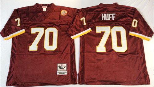Mitchell And Ness Redskins #70 Sam Huff Red Throwback Stitched Jersey