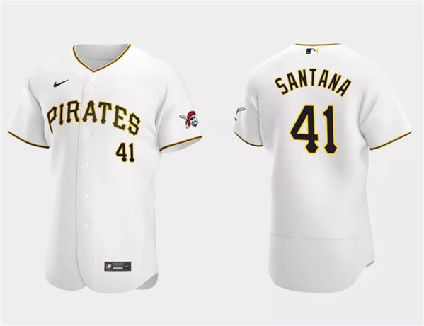 Pittsburgh Pirates #41 Carlos Santana White Flex Base Stitched Jersey
