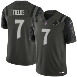 New York Jets #7 Justin Fields Black 2025 F.U.S.E. ¡°Rivalries¡± Vapor Limited Football Stitched Jersey