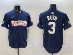 New York Yankees #3 Babe Ruth Navy Bronx Graffiti Vapor Limited Stitched Jersey