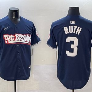 New York Yankees #3 Babe Ruth Navy Bronx Graffiti Vapor Limited Stitched Jersey