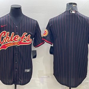Kansas City Chiefs Blank Black With Patch Cool Base Stitched Baseball Jersey