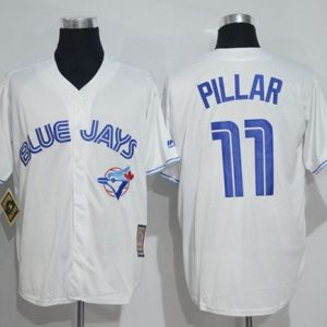Blue Jays #11 Kevin Pillar White Cooperstown Throwback Stitched Jersey