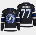 Tampa Bay Lightning #77 Victor Hedman Black Alternate Premier Breakaway Stitched Jersey
