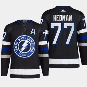 Tampa Bay Lightning #77 Victor Hedman Black Alternate Premier Breakaway Stitched Jersey