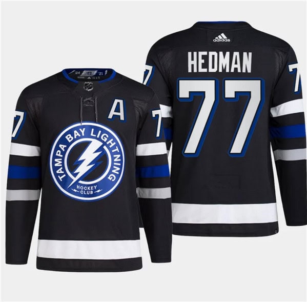 Tampa Bay Lightning #77 Victor Hedman Black Alternate Premier Breakaway Stitched Jersey